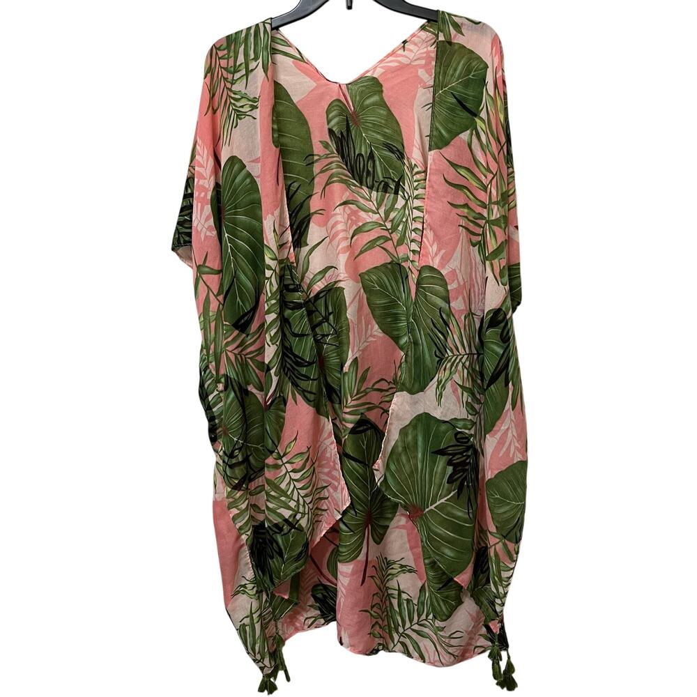 C Women’s Wrap Kimono Style One Size Tropical Gauzy Lightweight Soft Open Beachy
